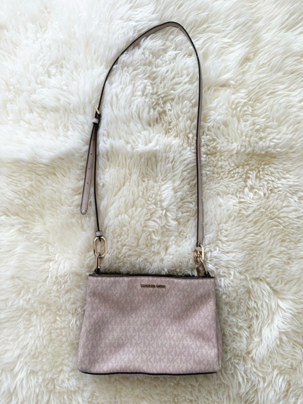 Michael Kors Pink Leather Crossbody with Gold Hardware